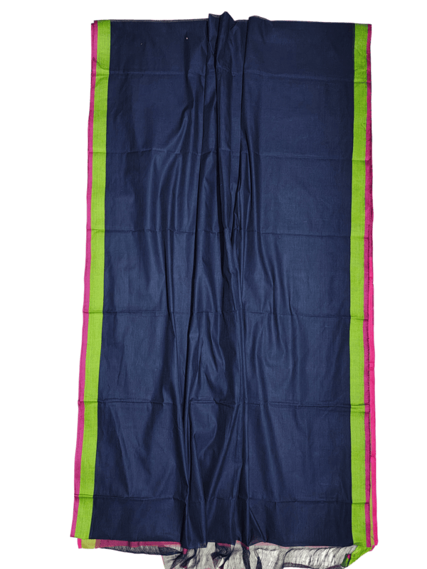 Dark Blue Mangalagiri Handloom Cotton Saree with Blouse Piece