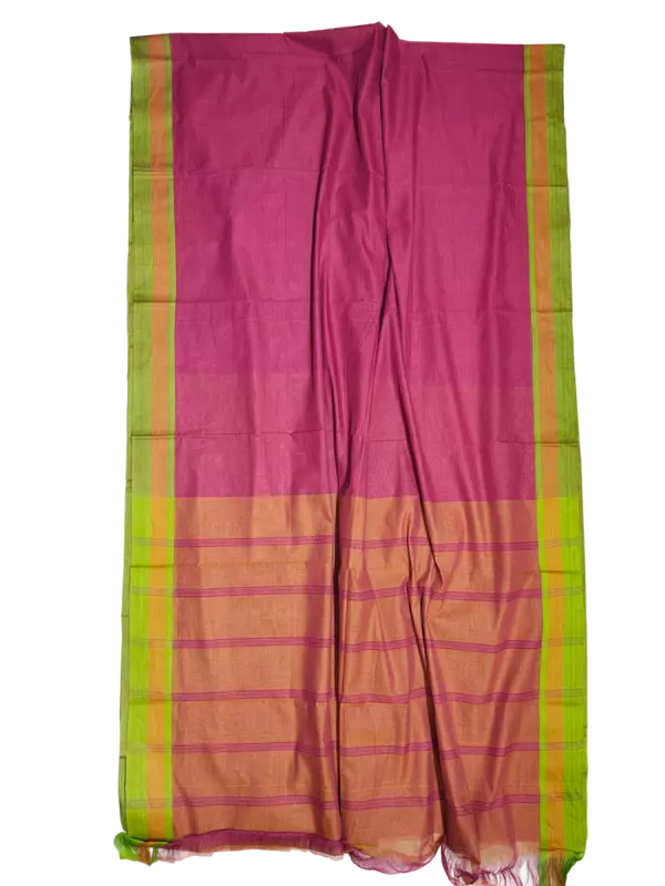 Dark Pink Mangalagiri Handloom Cotton Saree with Blouse Piece