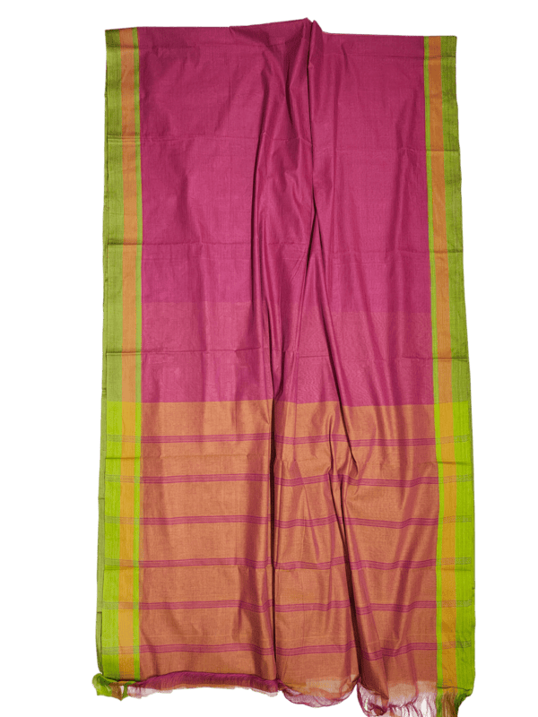 Dark Pink Mangalagiri Handloom Cotton Saree with Blouse Piece