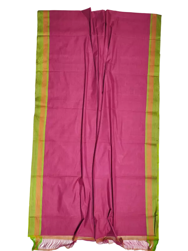 Dark Pink Mangalagiri Handloom Cotton Saree with Blouse Piece