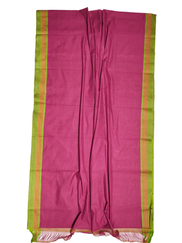 Dark Pink Mangalagiri Handloom Cotton Saree with Blouse Piece