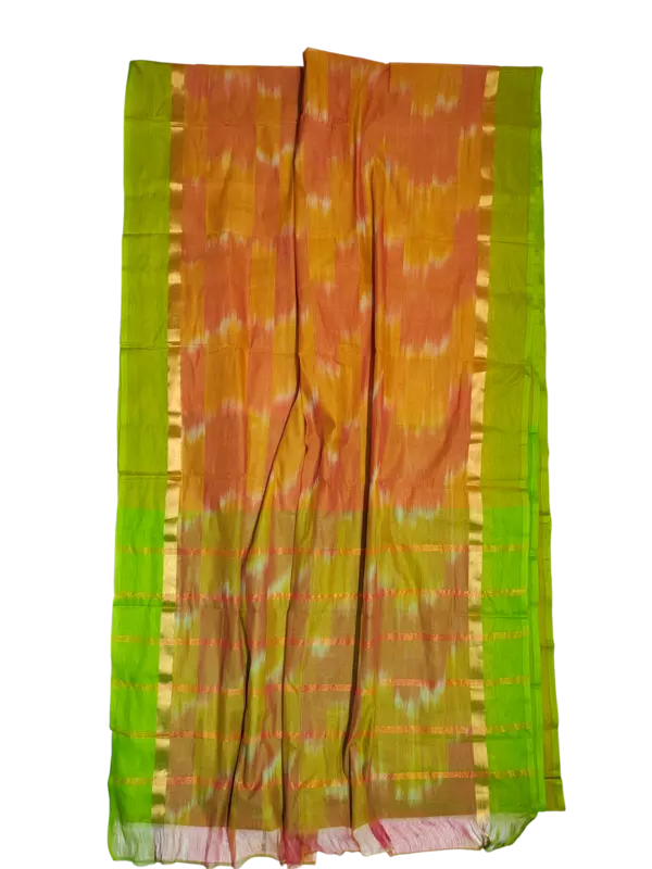 Yellow Pochampally Ikkat Cotton Saree with Unstitched Blouse