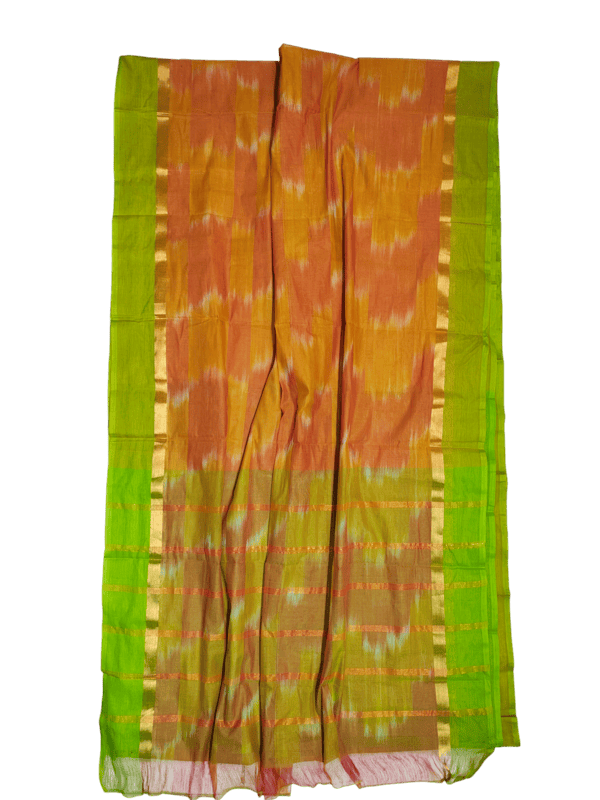 Yellow Pochampally Ikkat Cotton Saree with Unstitched Blouse