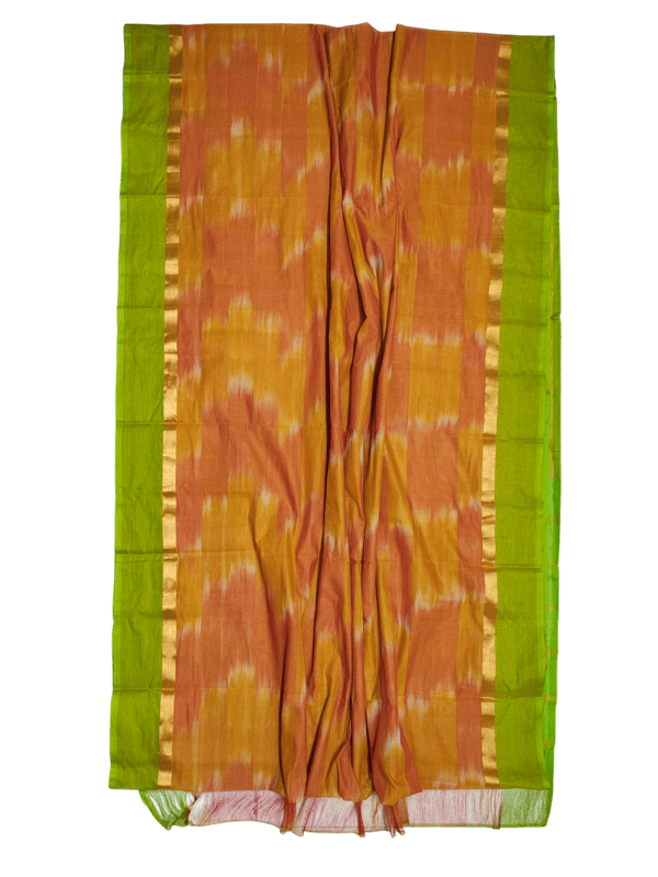Yellow Pochampally Ikkat Cotton Saree with Unstitched Blouse