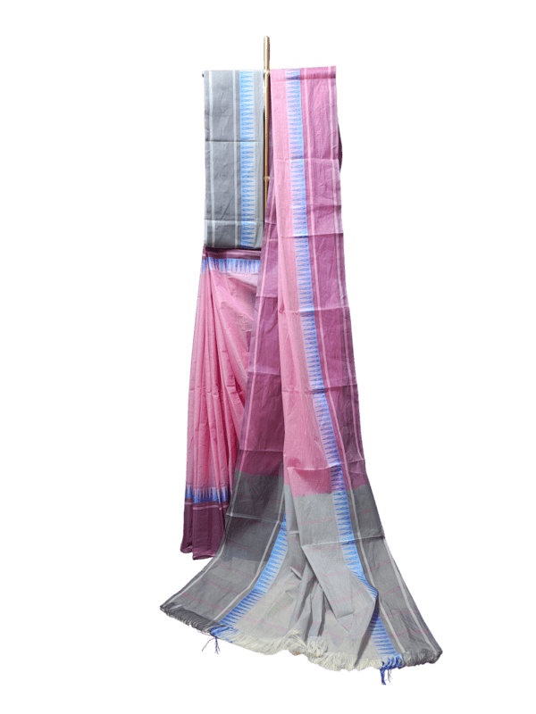 Pink Mangalagiri Cotton Saree with Blouse Piece