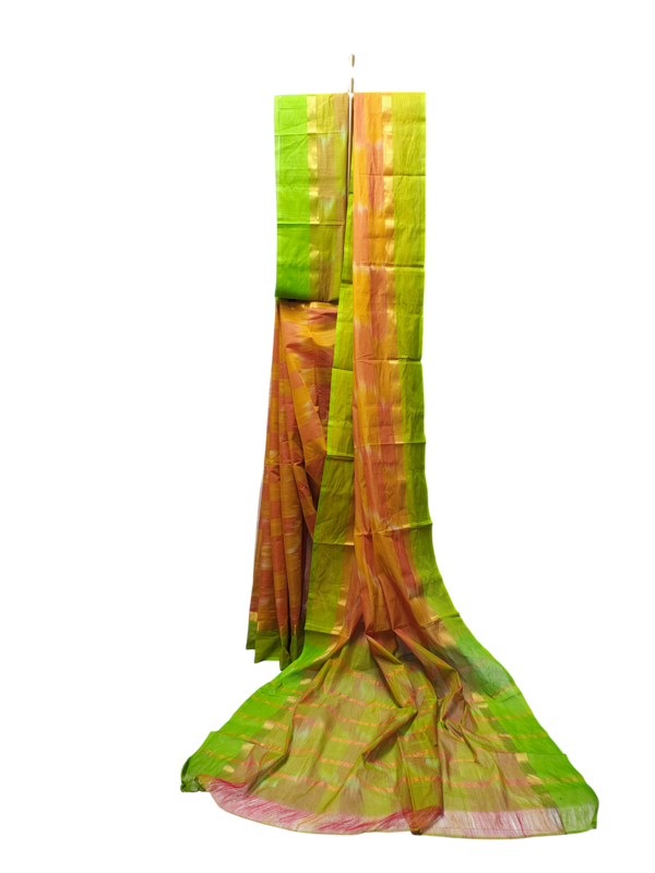 Yellow Pochampally Ikkat Cotton Saree with Unstitched Blouse