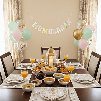 Eid Mubarak Pastel Gold-Foiled Banner Eid Mubarak Pastel Gold-Foiled Banner