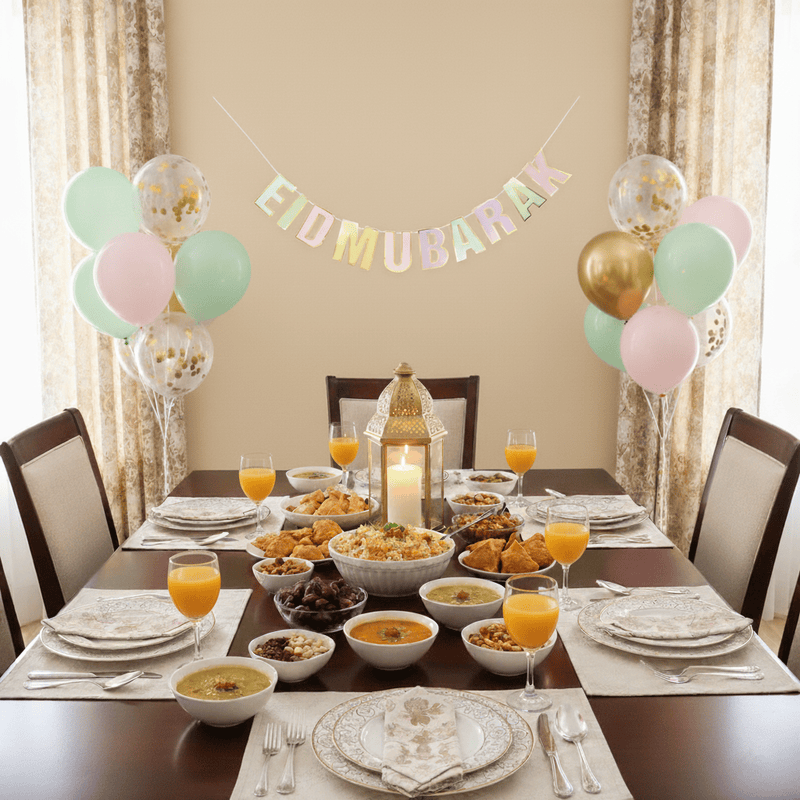 Eid Mubarak Pastel Gold-Foiled Banner