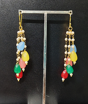 Earring Multi Colour Pearl Drop