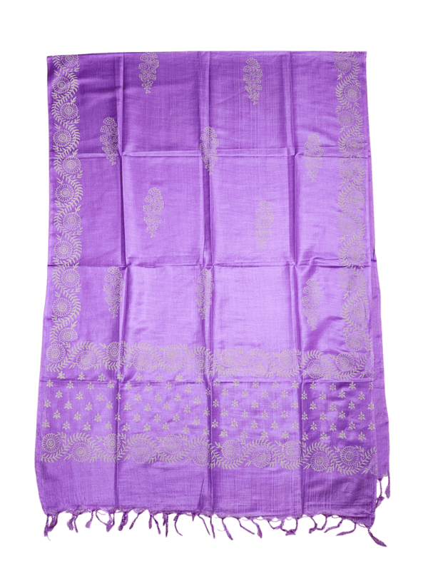 Purple Unstitched Block Print Salwar Suit Dress Material with Dupatta