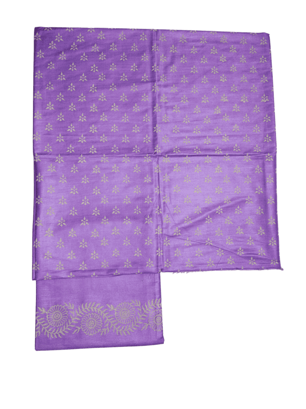 Purple Unstitched Block Print Salwar Suit Dress Material with Dupatta