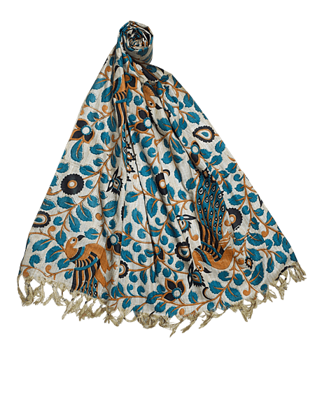 Firoza Kalamkari Print Cotton Silk Dupatta for Women
