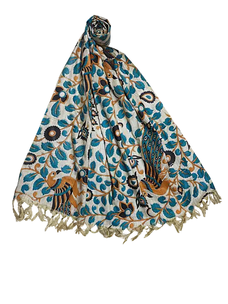 Firoza Kalamkari Print Cotton Silk Dupatta for Women