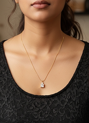 Necklace Stainless Steel White Square