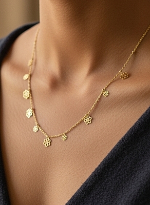 Necklace Stainless Multi Hollow Flower