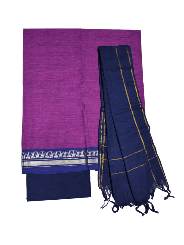Lavender Mangalagiri Cotton Unstitched Salwar Suit for Women