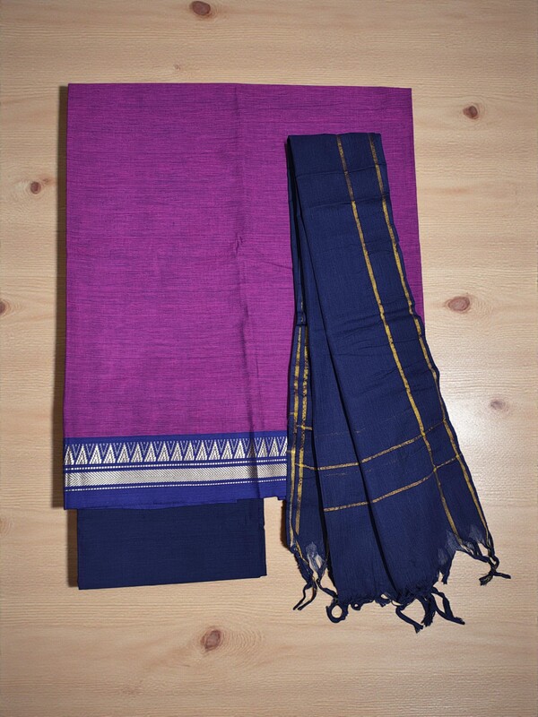 Lavender Mangalagiri Cotton Unstitched Salwar Suit for Women