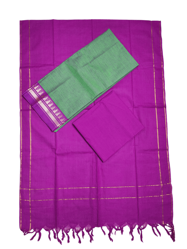 Green Mangalagiri Cotton Unstitched Salwar Suit for Women