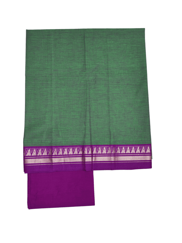 Green Mangalagiri Cotton Unstitched Salwar Suit for Women