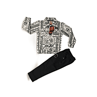 Boys’ Tribal Print Shirt and Black Pant Set