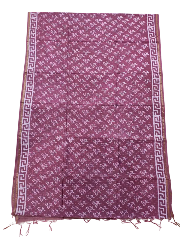 Pink Chanderi Silk Hand Block Print Saree for Women