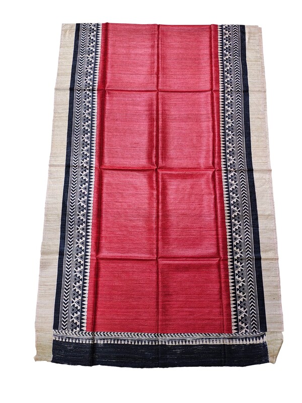 Red Bagharpuri Pure Tussar Silk Saree