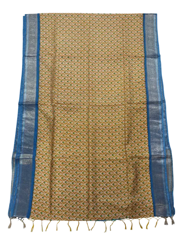 Blue Banarasi Silk Golden Zari Saree with Unstitched Blouse