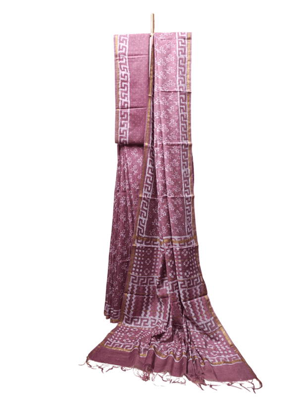 Pink Chanderi Silk Hand Block Print Saree for Women