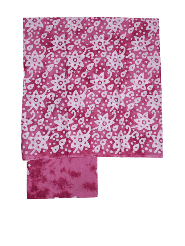 Pink Kota Doria Batik Print Dress Material for Women