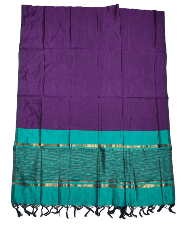 Teal & Purple Pochampally Ikkat Silk Unstitched Suit Set