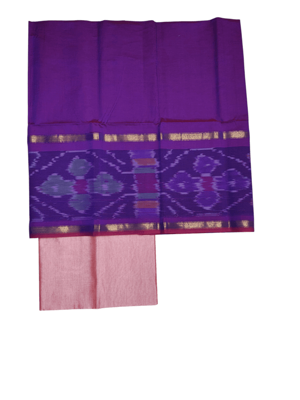 Dark Purple & Pink Pochampally Ikkat Silk Unstitched Suit Set