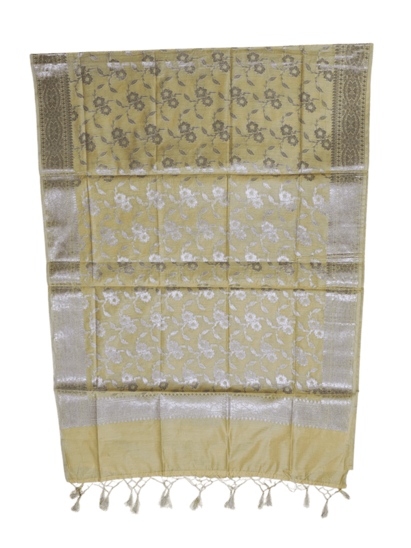 Yellow Banarasi Cotton Silk Dress Material for Women