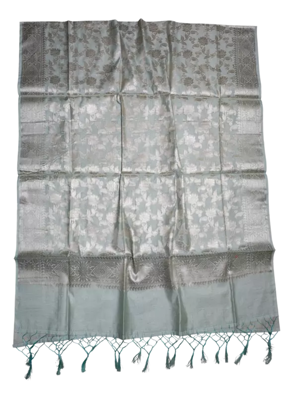 Light Firoza Banarasi Silk Zari Work Unstitched Suit Set with dupatta for Women