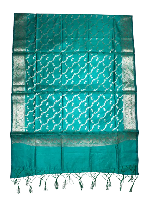 Firoza Banarasi Silk Zari Work Unstitched Suit Set with dupatta for Women