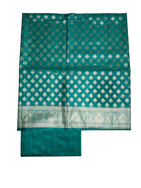 Firoza Banarasi Silk Zari Work Unstitched Suit Set with dupatta for Women