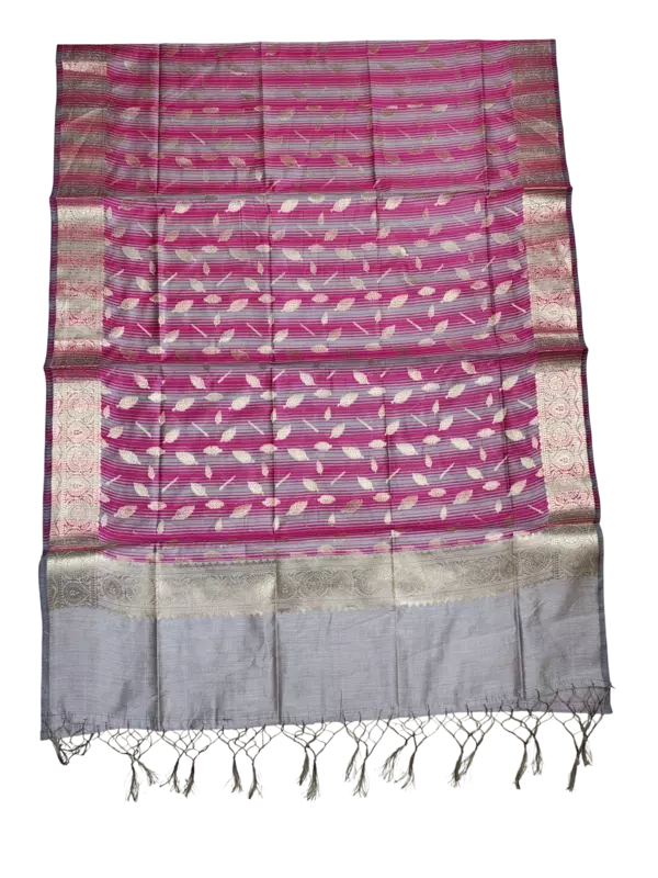 Pink Banarasi Silk Zari Work Unstitched Suit Set with dupatta for Women