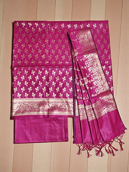 Dark Pink Banarasi Silk Dress Materials for Women