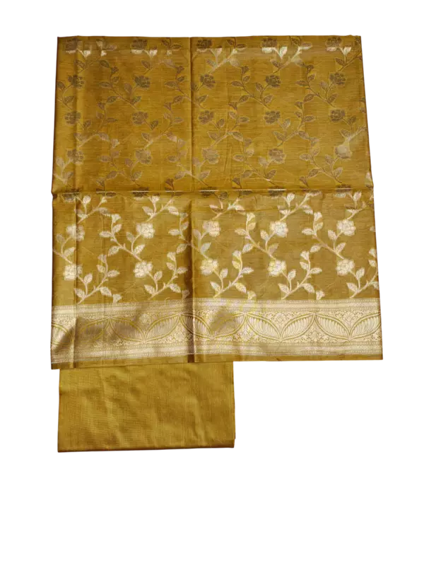Mustard Banarasi Silk Dress Materials for Women