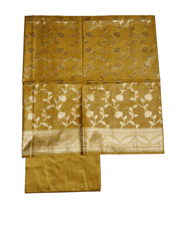 Mustard Banarasi Silk Dress Materials for Women