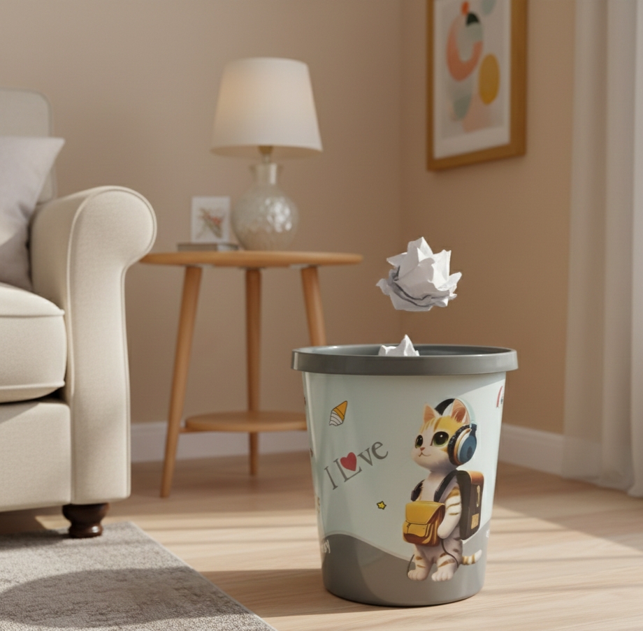 "Children's Storage Container with Cute Kitty Print