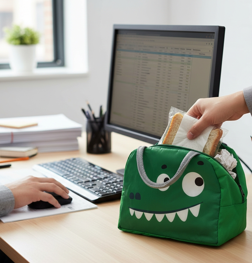 Cartoon Alligator Print Thermal Tiffin Carrier Bag with Handles