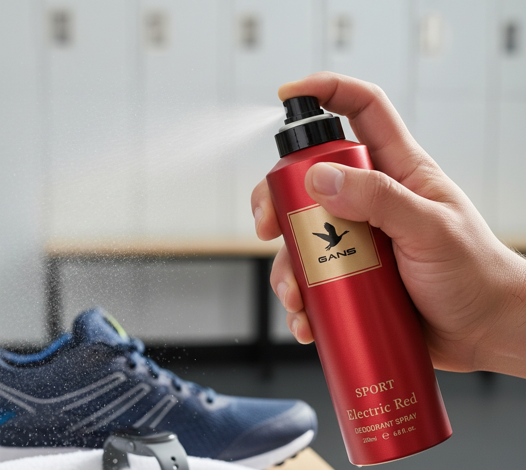 GANS SPORT Electric Red Deodorant Spray for Men (200ml / 6.8 fl. oz.)