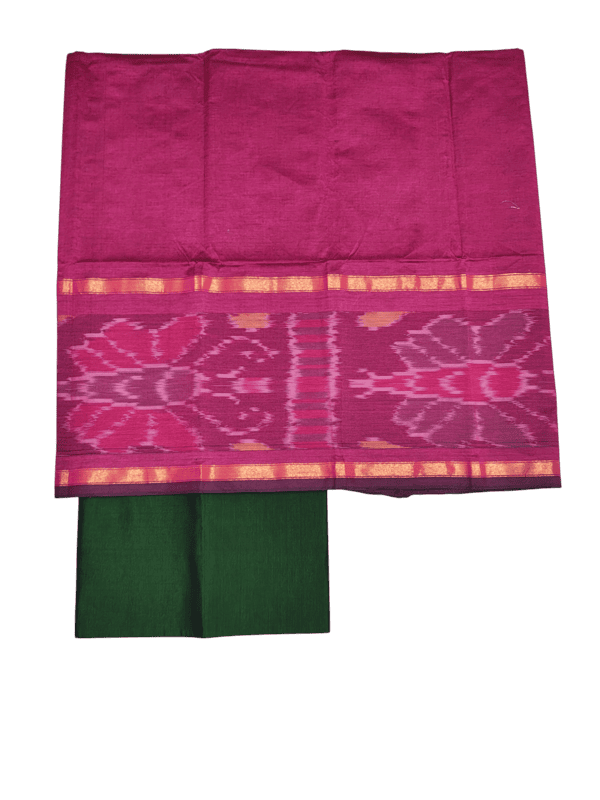 Rani Pink Pochampally Ikkat Silk Unstitched Suit Set