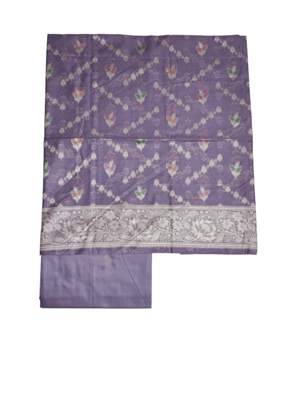 Lavender Banarasi Semi Munga Silk Dress Material for Women