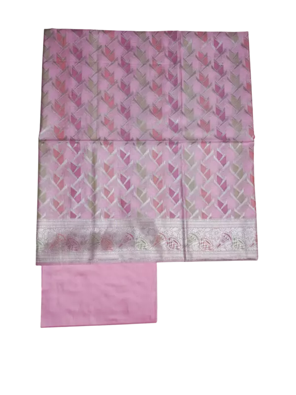 Pink Banarasi Silk Zari Work Dress Materials with dupatta for Women