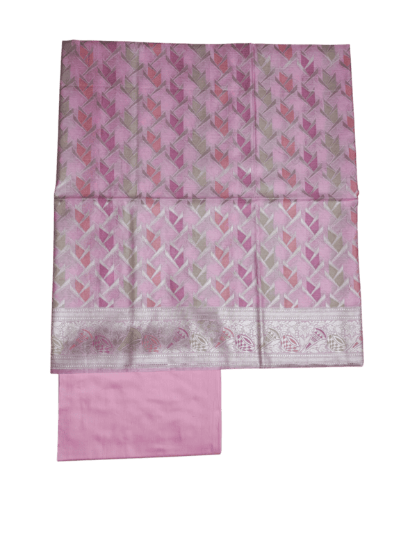 Pink Banarasi Silk Zari Work Dress Materials with dupatta for Women