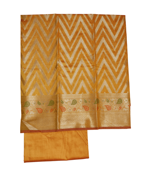 Yellow Banarasi Cotton Silk Unstitched Salwar Suit Dress Material for Women