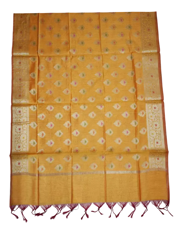 Mustard Unstitched Banarasi Cotton Silk Salwar Suit Dress Material for Women