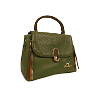 Textured Handbag with Tan Strap and Gold Detailing