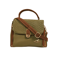 Textured Handbag with Tan Strap and Gold Detailing